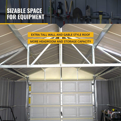Arrow Shed 12′ x 31′ Murryhill Garage Galvanized Steel Extra Tall Walls Prefabricated Shed Storage Building, 12′ x 31′, Flute Gray